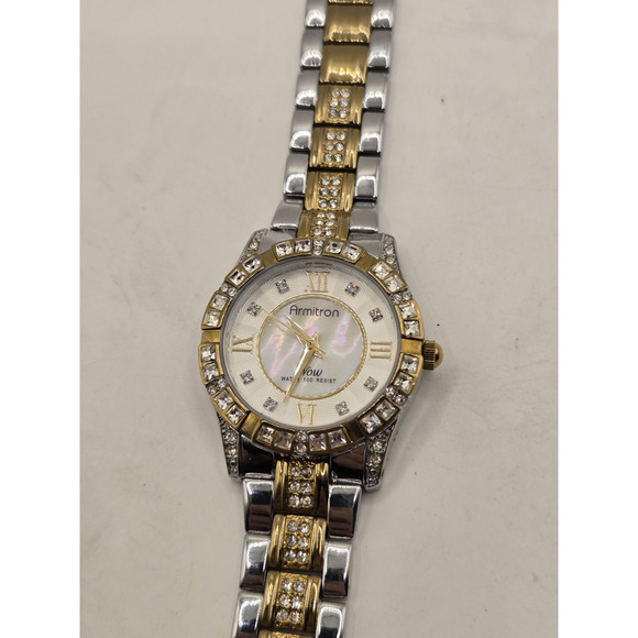 Armitron Womens Mother of Pearl and Gold-Tone Genuine Crystal Dress Watch - Picture 8 of 8